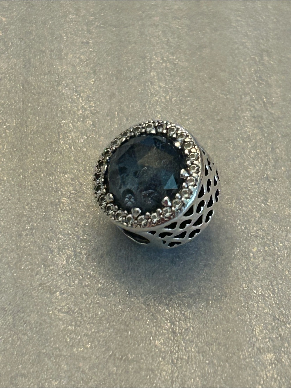 PANDORA Retired Glacier Blue Radiant Hearts Charm w/ Dark Blue Crystal Pavé S925 - Picture 7 of 11